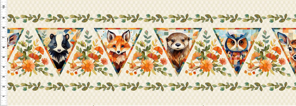 Woodland Animals 3QFA-1 Border - Multi