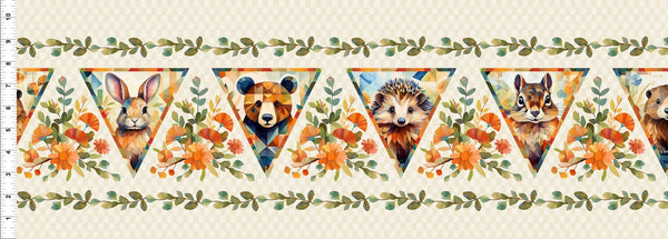 Woodland Animals 3QFA-1 Border - Multi
