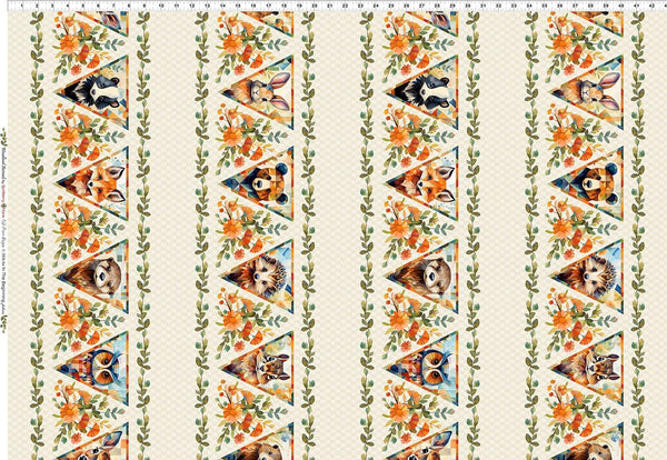 Woodland Animals 3QFA-1 Border - Multi