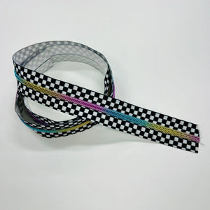 Zipper - Checkerboard with Rainbow Teeth