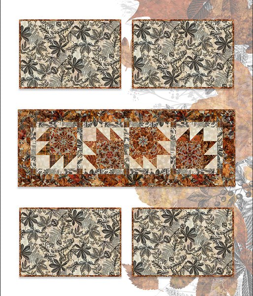 Autumn Elegance Star Quilt, Table Runner and Placemat Pattern