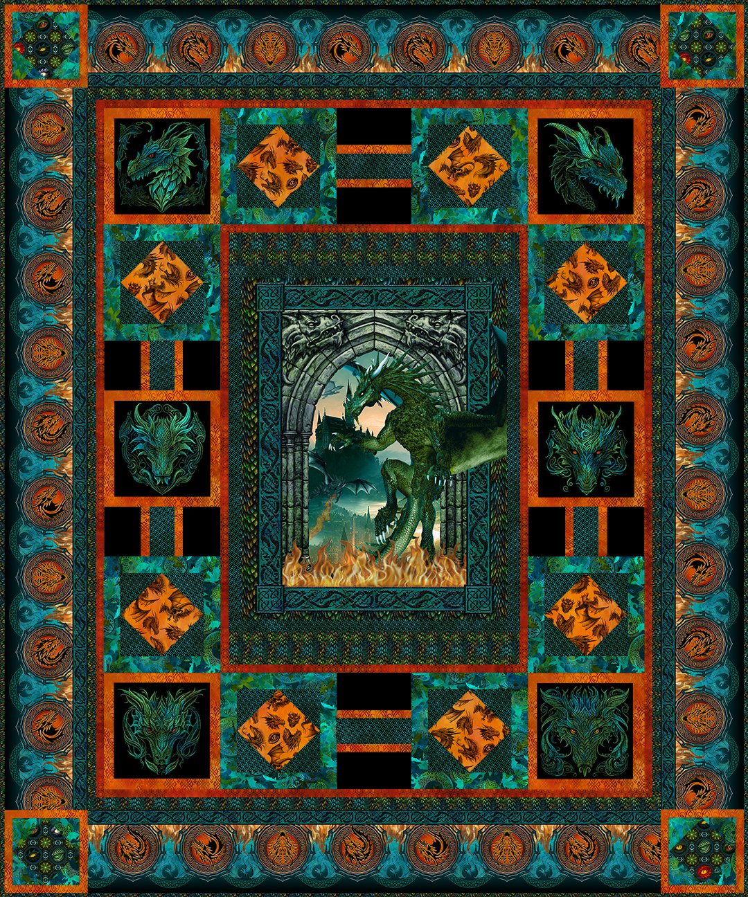 Dragons - Emerald Reign - Quilt Pattern