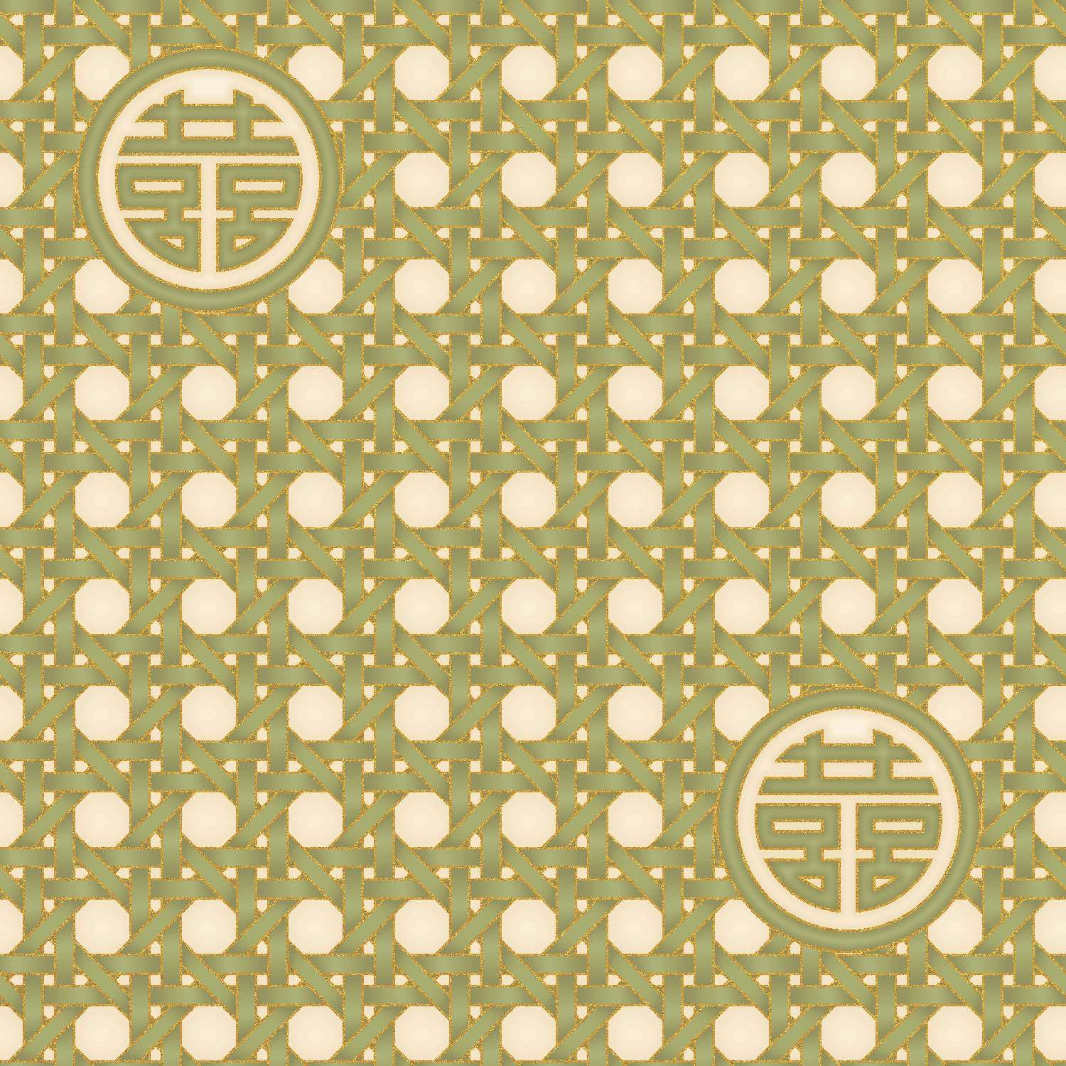 Summer Palace - Wicker Green - Metallic Gold (0022-10)