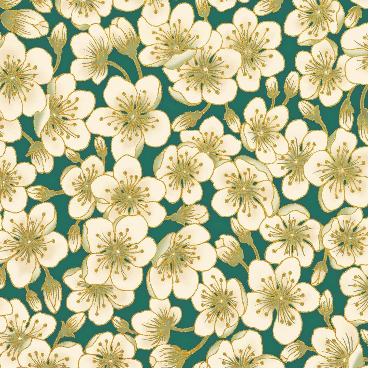 Summer Palace - Blossom Green Cream - Metallic Gold (0023-10)